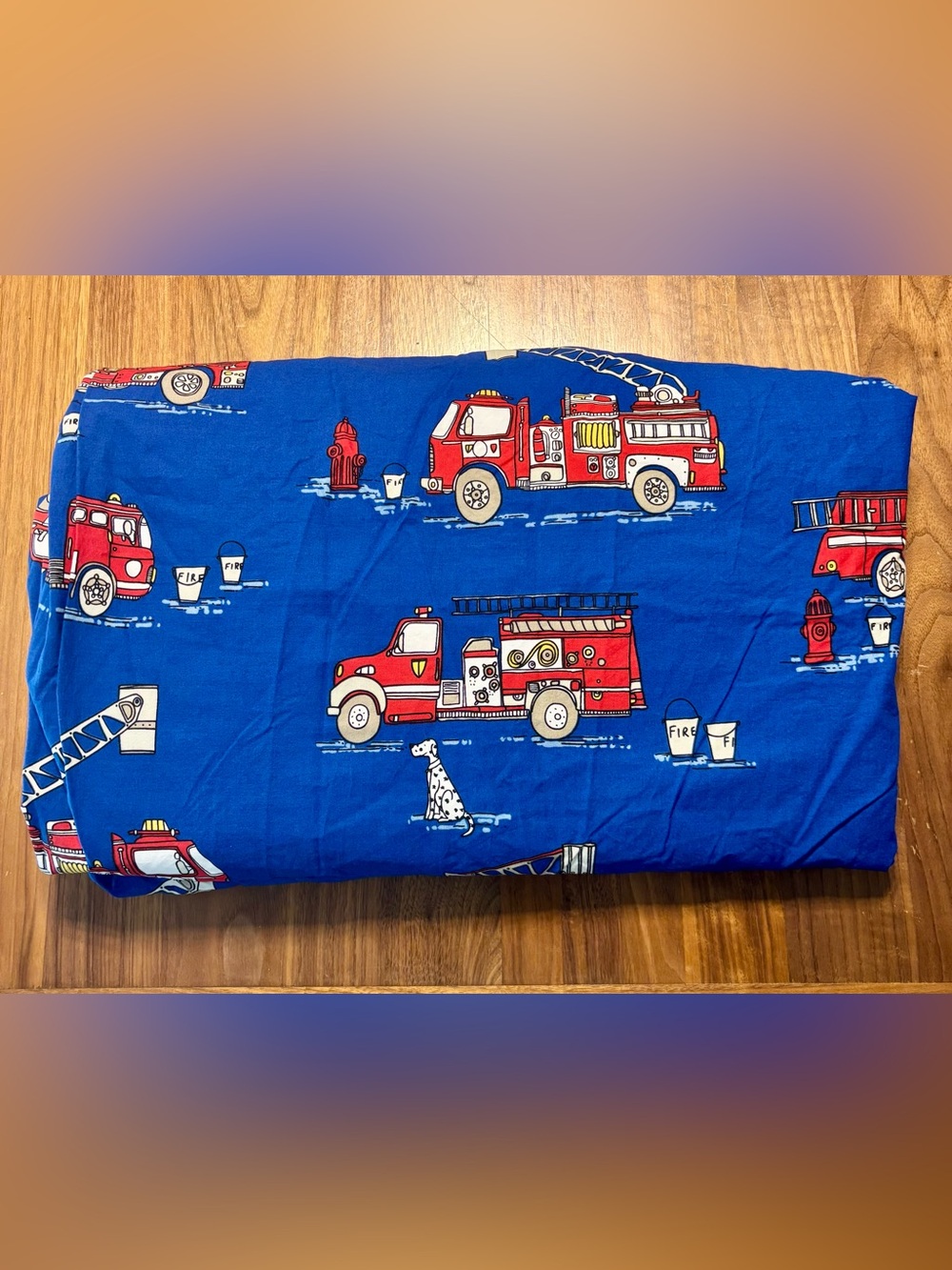 The Company Store Kids Twin Duvet Cover Fire Trucks Cotton